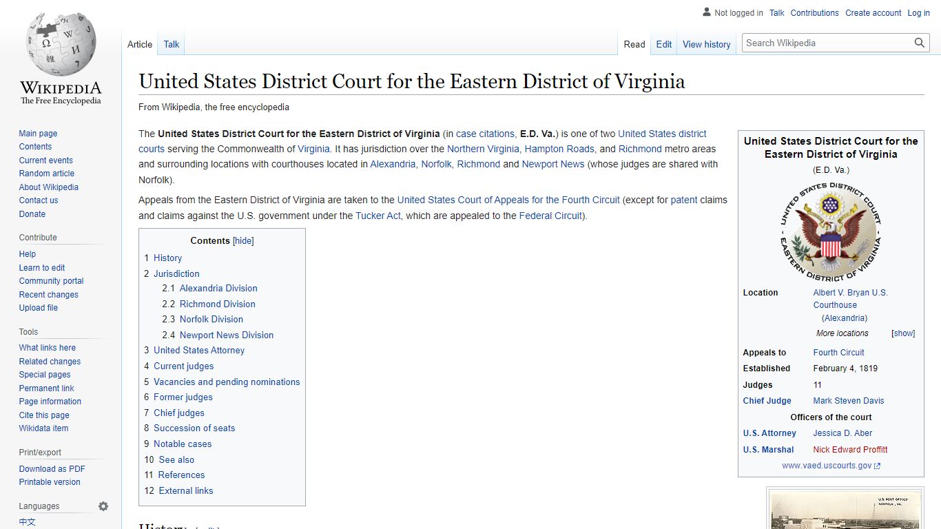 United States District Court for the Eastern District of Virginia